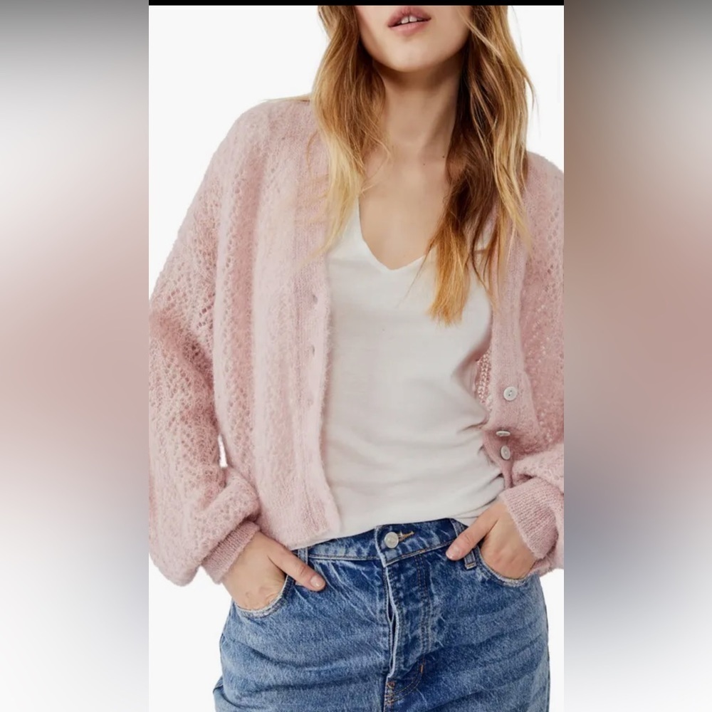 Free People Amelia Alpaca Pointelle Cardigan size XS NWT